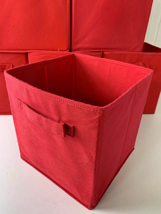 secondhand BUNDLE Storage Bins, 6 Red 11” cubes