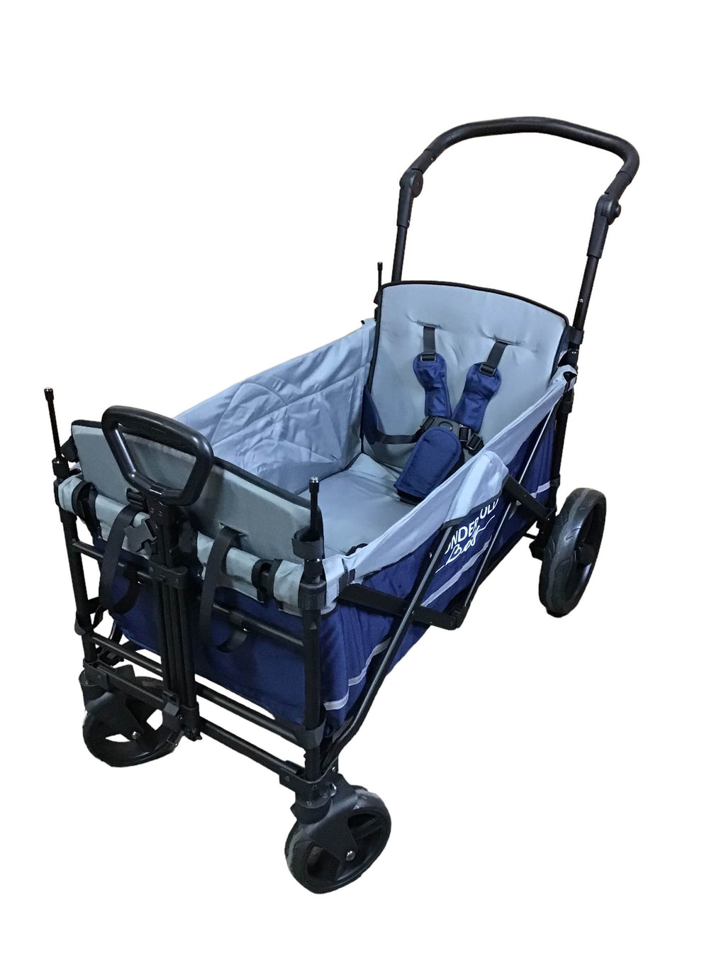 Wonderfold X2 Push + Pull Double Stroller Wagon, Navy, 2019