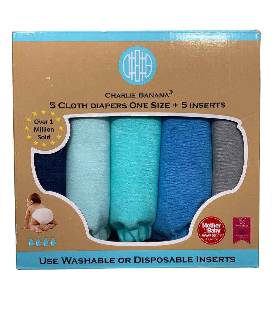 Charlie Banana One Size Cloth Diapers Inserts, Pastel Blue, Pack
