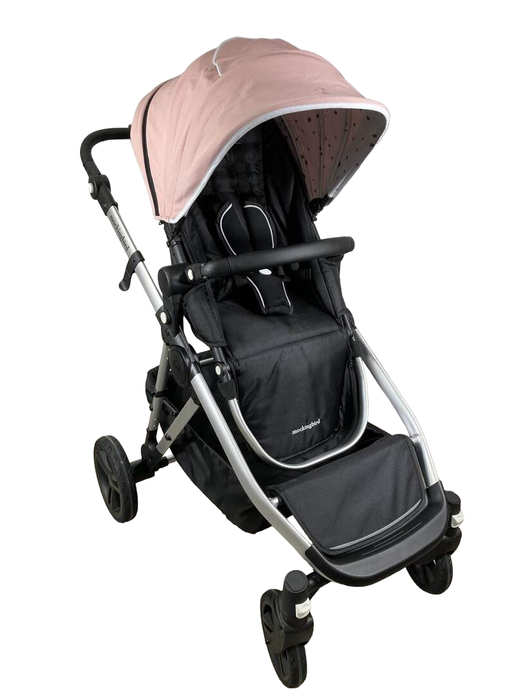 used Mockingbird Single to Double Stroller, 2022, Silver with Black Leather, Watercolor Drops, Bloom