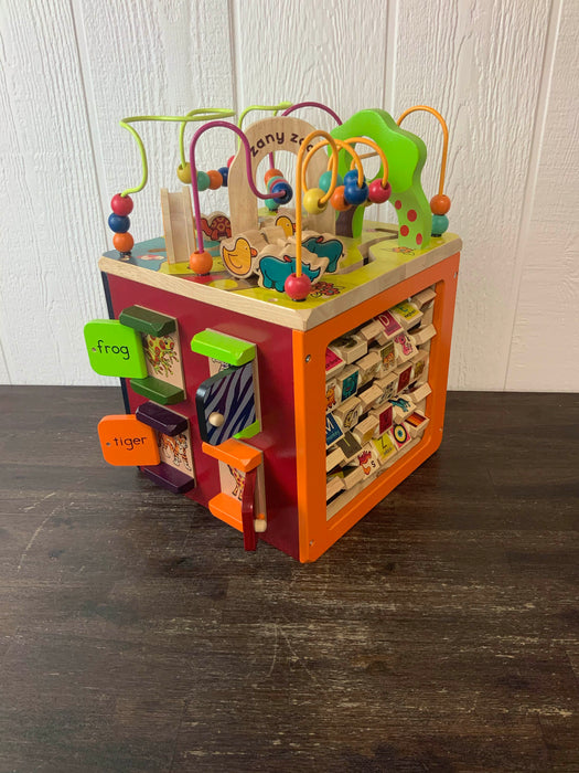 used B. Toys Zany Zoo Wooden Activity Cube