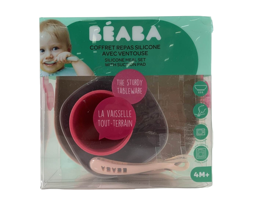 used Beaba Silicone Suction Meal Set (Pack of 4), Pink