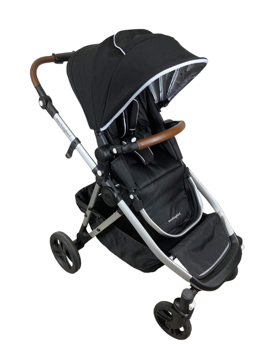 used Mockingbird Single to Double Stroller, 2022, Watercolor Drops, Silver with Penny Leather, Black