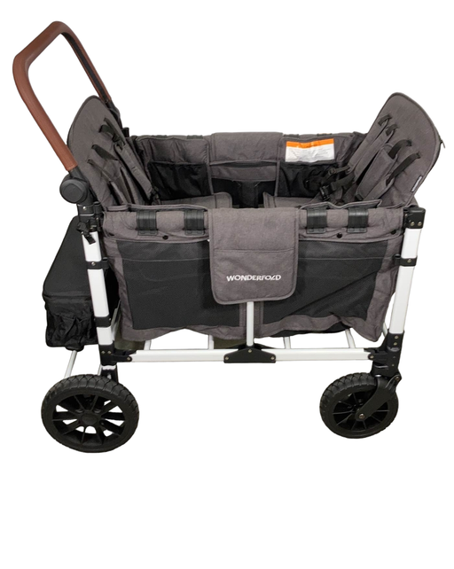 secondhand Wonderfold W4 Luxe Quad Stroller Wagon, 2023, Charcoal Grey with White Frame