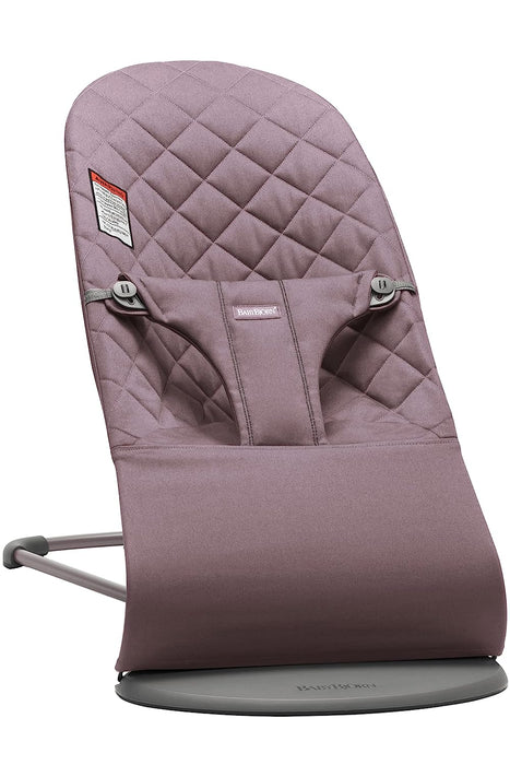 used BabyBjorn Bouncer Bliss, Dark Gray Frame, Dark Purple Classic Quilt