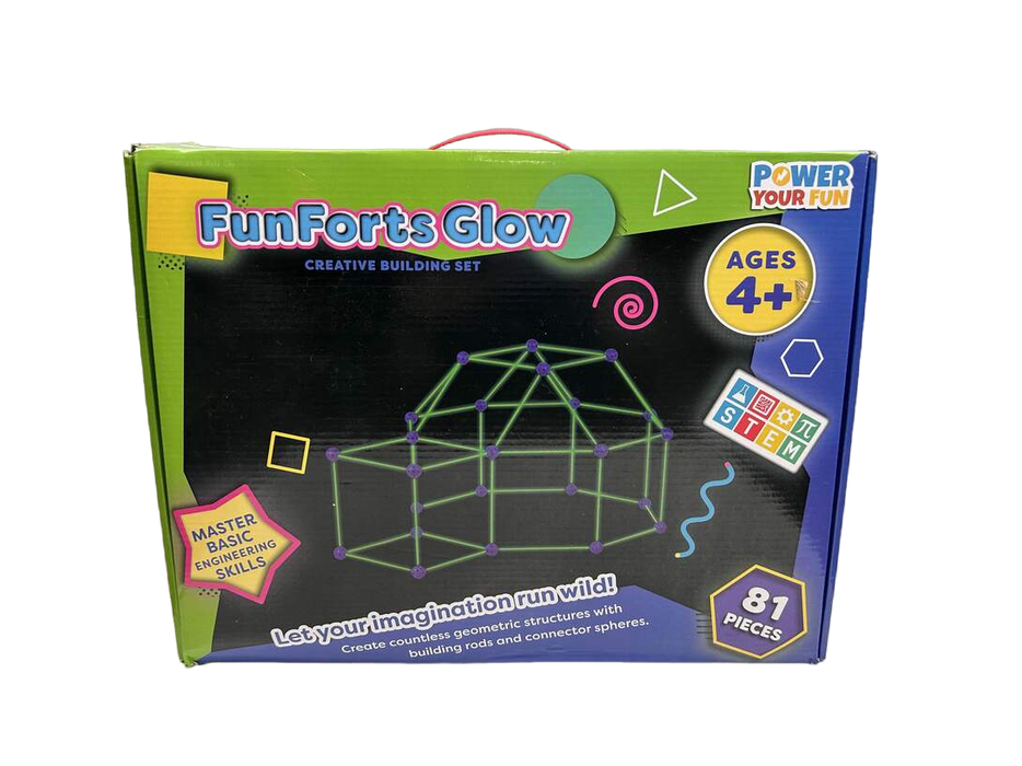 used Power Your Fun Fun Forts Glow Fort Building Kit, 81 Pieces