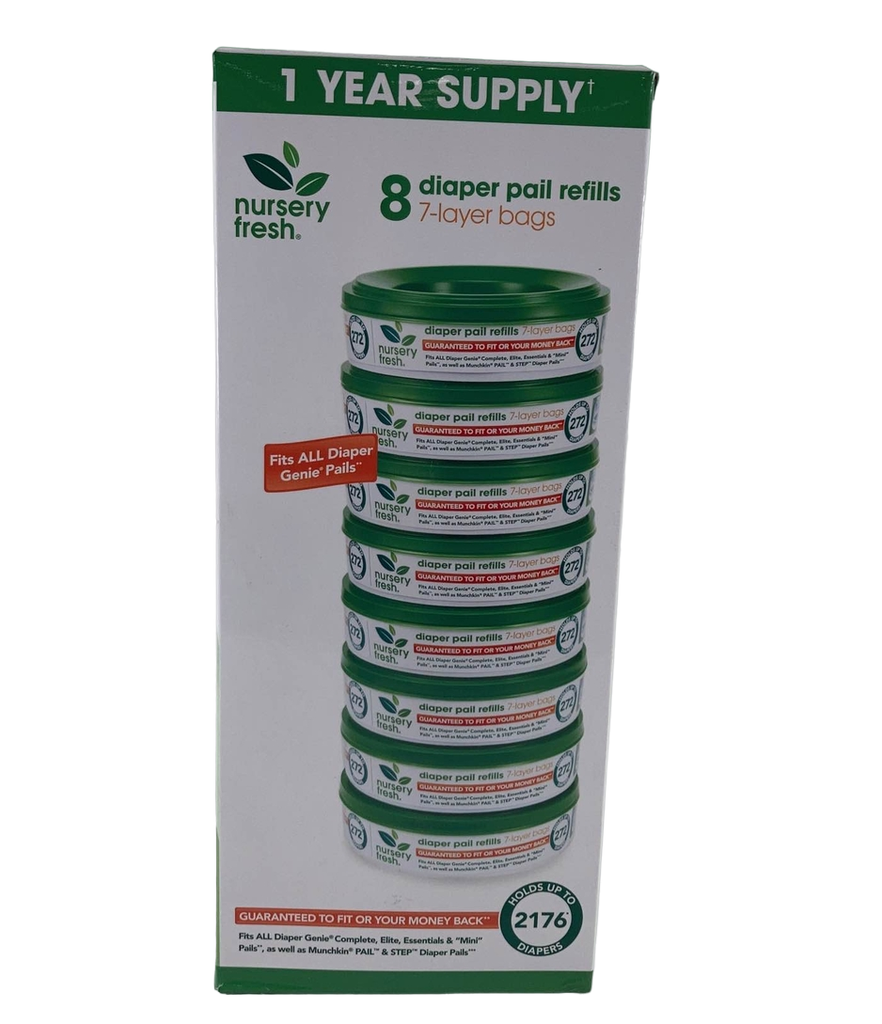 Munchkin Nursery Fresh Diaper Pail Refills, 8 Pack