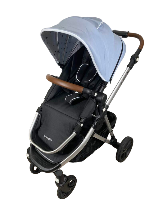 secondhand Mockingbird Single Stroller, 2021, Sky, Watercolor Drops, Silver With Penny Leather