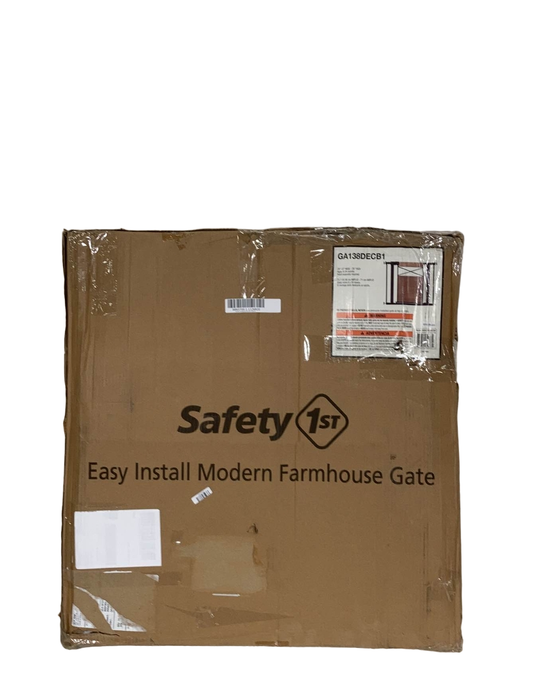 used Safety 1st Easy Install Modern Farmhouse Gate, Modern Brown