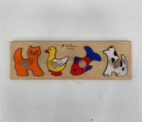 used Doron Layeled Wooden Knob Puzzle, -Animals