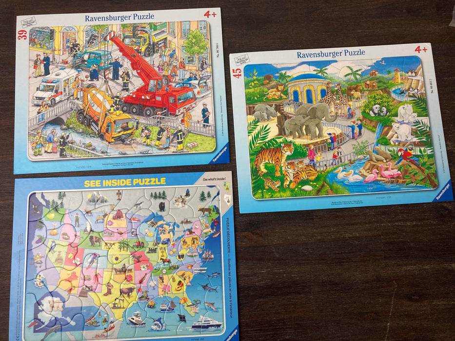 used Ravensburger Puzzle, Flat puzzles set of 3