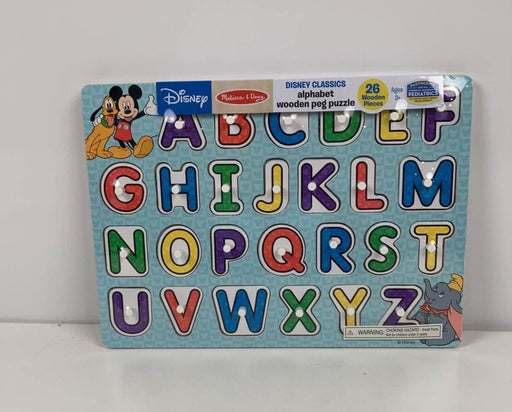 used Melissa & Doug Lift & See Peg Puzzle, Disney Alphabet