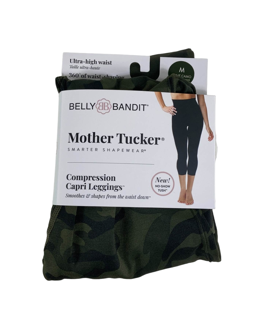Belly Bandit Mother Tucker Compression Capri Leggings, Olive Camo, Med