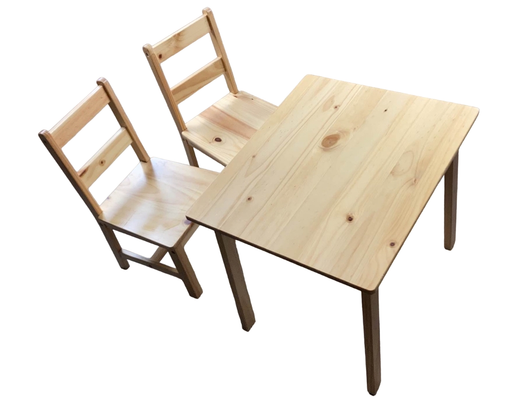 used Amazon Basics Kids Solid Wood Table And 2 Chair Set, Natural
