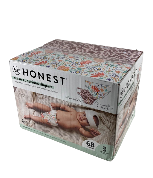 used Honest Company Club Box Diapers, Size 3, 68 Count, Flower Power + Wild Thang