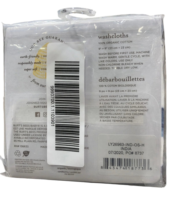 secondhand Burt's Bees Baby Washcloths, 3 Pack