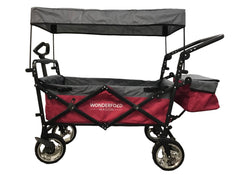 secondhand Wonderfold S4 Push & Pull Premium Utility Folding Wagon with Canopy, Red, CP Model