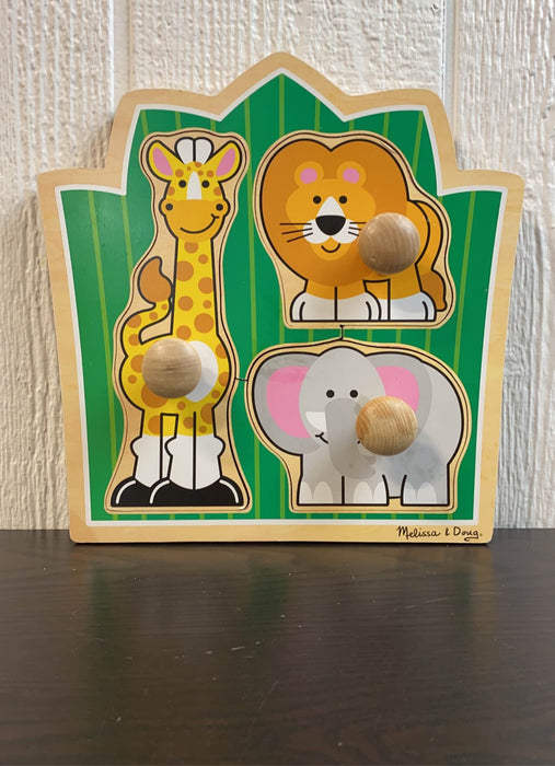 secondhand Melissa & Doug Jumbo Knob Puzzle Set, house pets and jungle friends