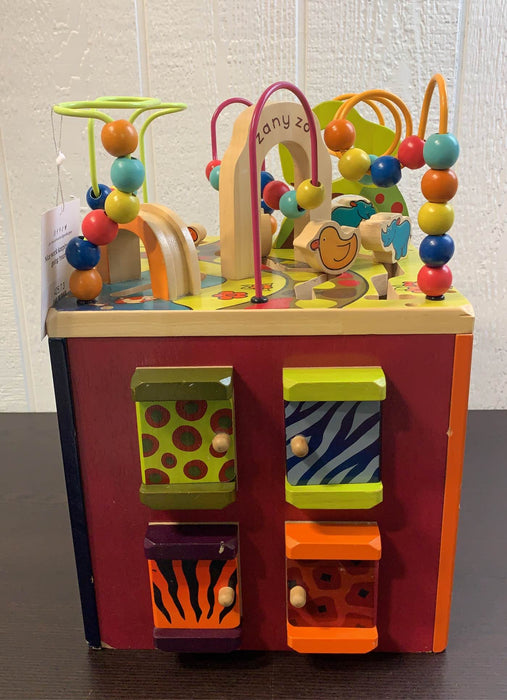 used B. toys Zany Zoo Wooden Activity Cube