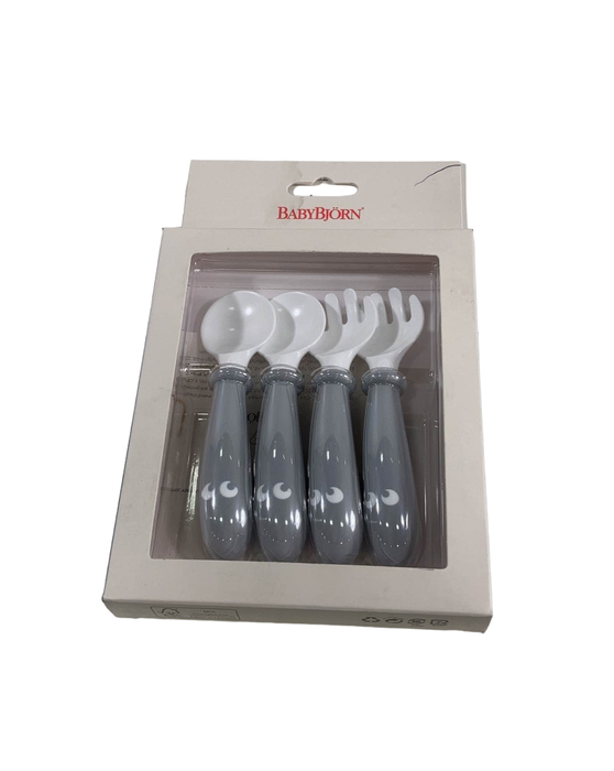 used BabyBjorn Baby Spoon And Fork 4 Count, Grey