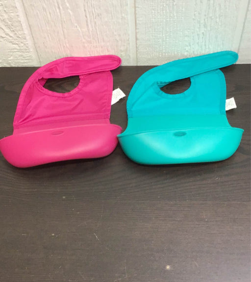 used OXO Tot Roll Up Bibs, 2 Pack, Pink/Teal