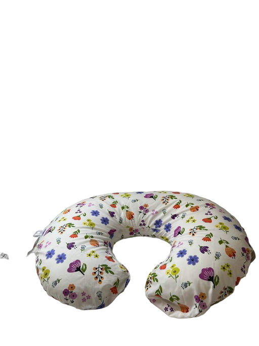 secondhand Boppy Nursing and Infant Support Pillow, Pink with white flowers.