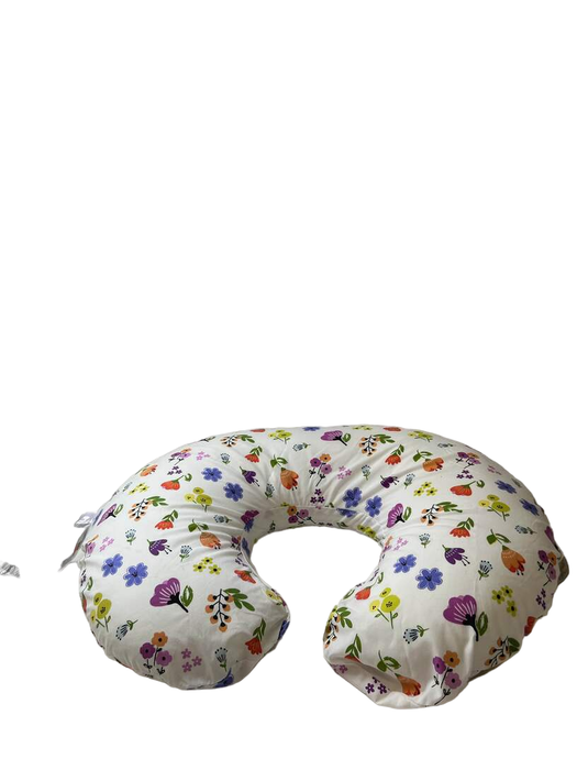 secondhand Boppy Nursing and Infant Support Pillow, Pink with white flowers.