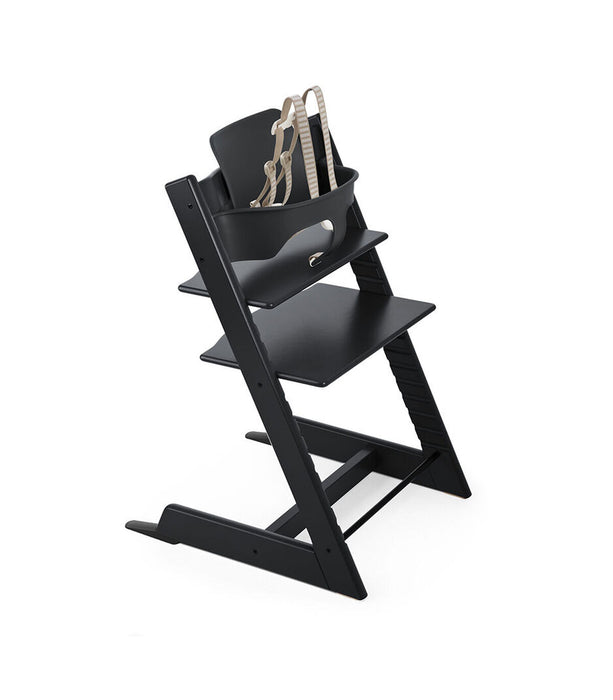 used Stokke Tripp Trapp High Chair with Baby Set and Tray, Black, Black