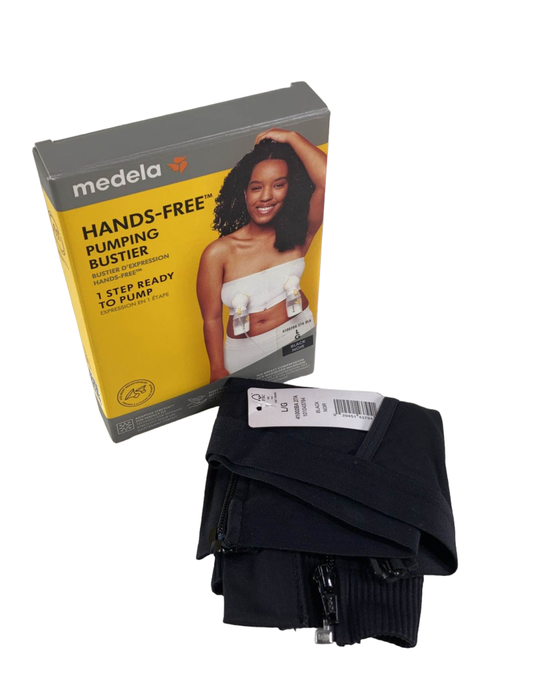 Medela Easy Expression Hands Free Pumping Bra Bustier, Black, Large