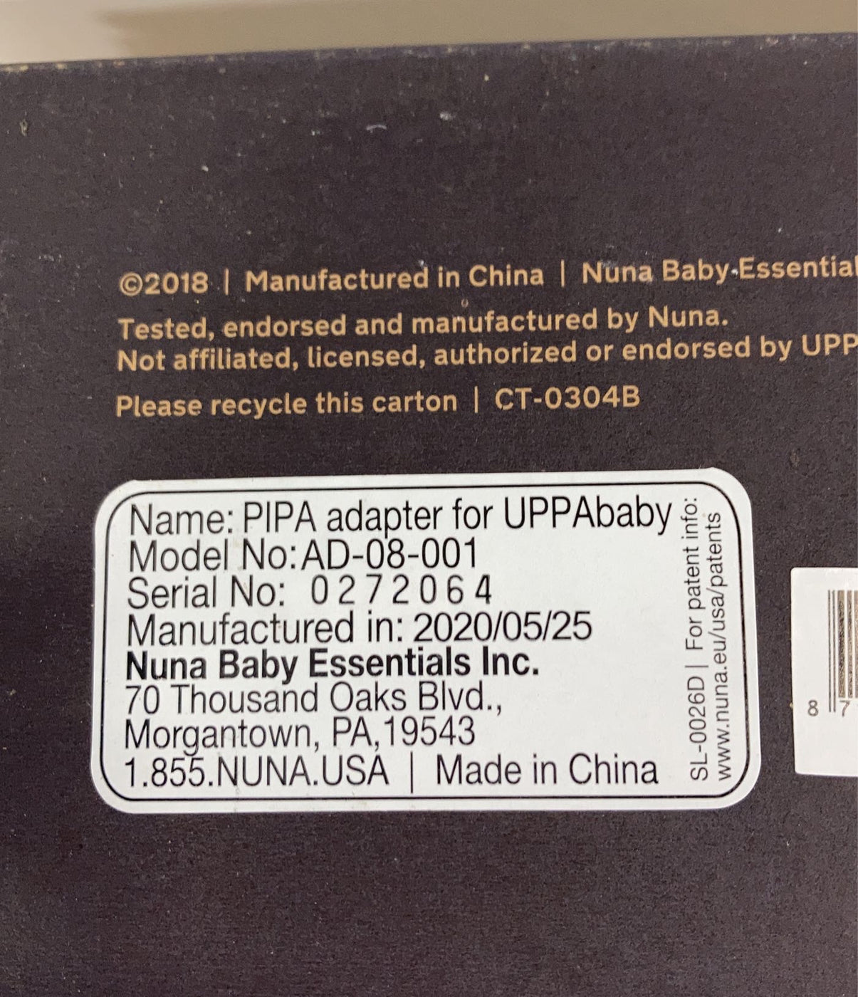 Nuna Car Seat Adapter for UPPAbaby VISTA and CRUZ, 2015+ Models
