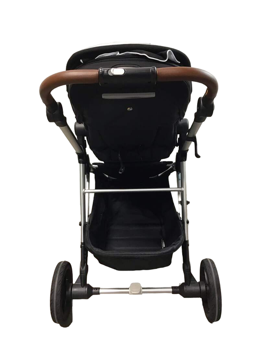 Mockingbird Single Stroller, Black, 2022, Watercolor Drops, Silver With Penny Leather