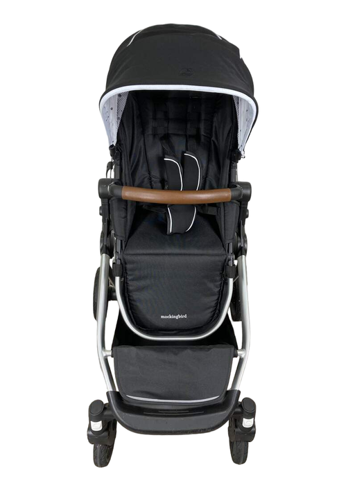 secondhand Mockingbird Single to Double Stroller, 2022, Silver with Penny Leather, Watercolor Drops, Black