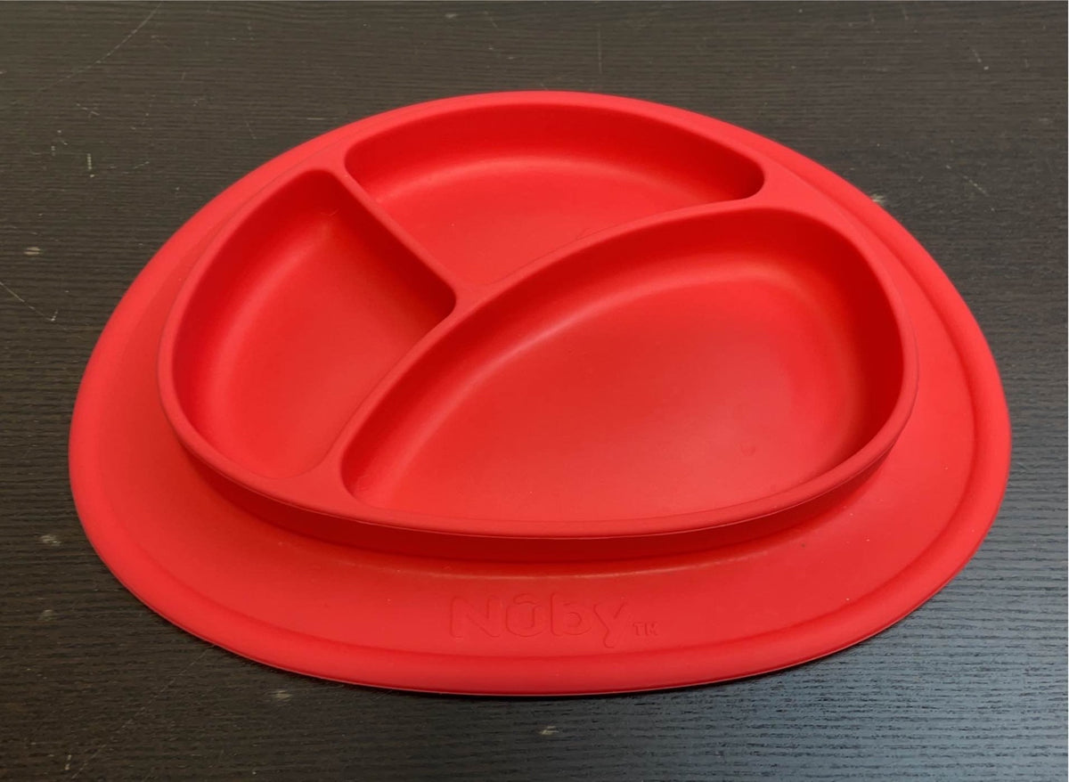 Assiette Sectionnée Nuby Sure Grip Miracle - En Silicone Adhésif - Pour Bébés Dès 6 Mois - Micro-ondes Et Lave-vaisselle
