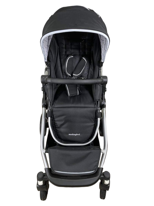 secondhand Mockingbird Single to Double Stroller, 2023, Silver with Black Leather, Windowpane, Black