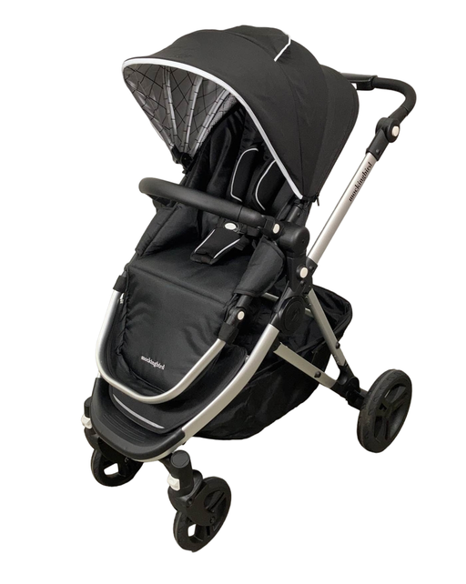 used Mockingbird Single Stroller, 2022, Black, Windowpane, Silver With Black Leather