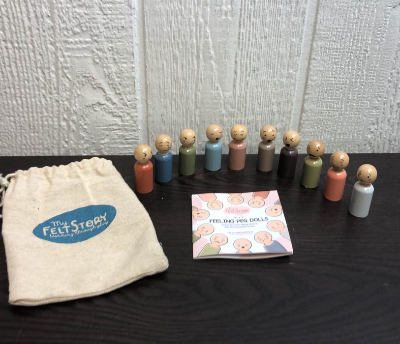 used My Felt Story Feeling Peg Dolls, Muted Colors