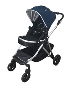 used Mockingbird Single to Double Stroller, 2023, Silver with Black Leather, Watercolor Drops, Sea