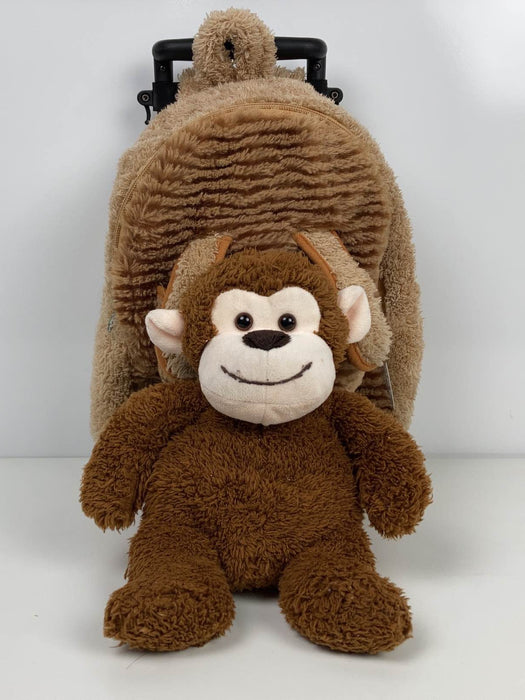 secondhand Popatu Trolley Rolling Backpack With Removable Plush, Monkey