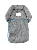 used Boppy Noggin Nest Head Support, Grey Elephants Outlined in White with Teal Edging