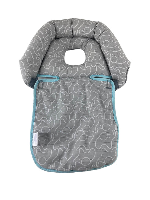 used Boppy Noggin Nest Head Support, Grey Elephants Outlined in White with Teal Edging