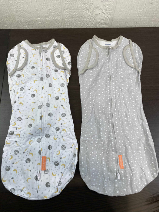 used SwaddleMe Arms Free Convertible Pod 2pk, Star Moon Large 4-6 months