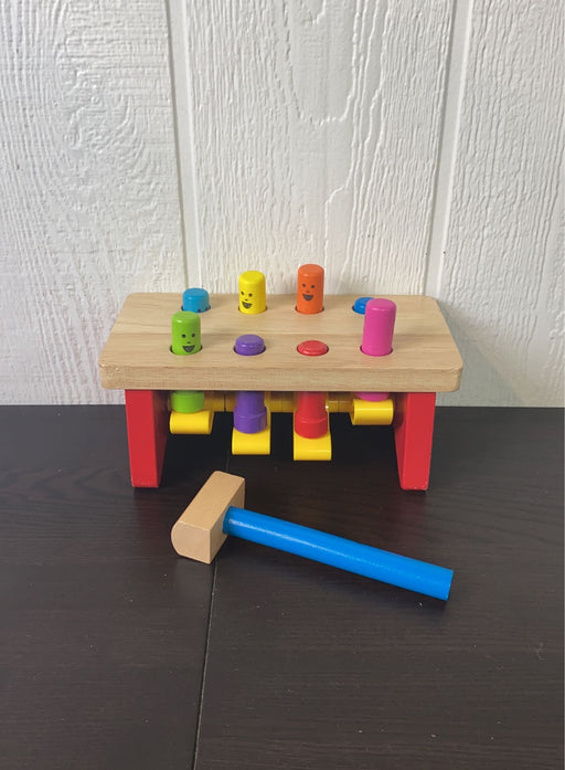 used Melissa & Doug Deluxe Pounding Bench Wooden Toy With Mallet