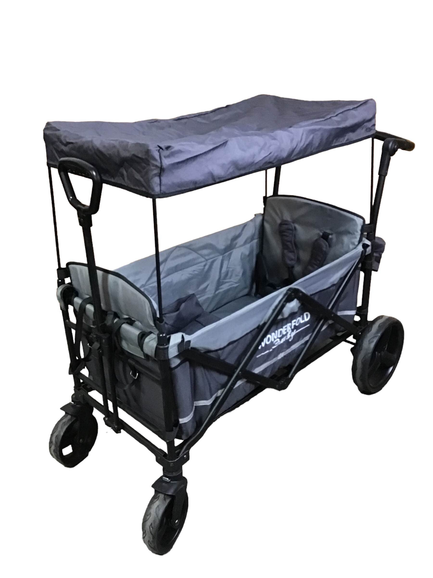 Wonderfold X2 Push + Pull Double Stroller Wagon, 2019, Stone Gray