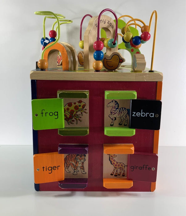 used B. toys Zany Zoo Wooden Activity Cube