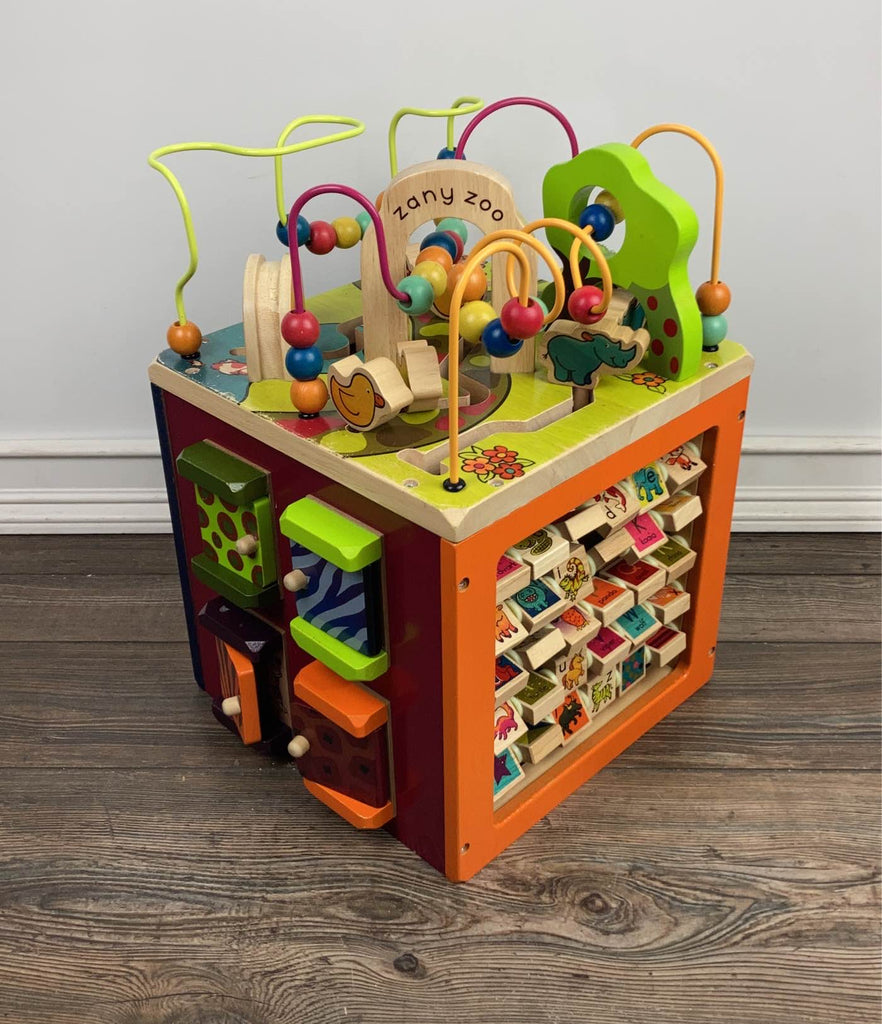 B. toys Zany Zoo Wooden Activity Cube