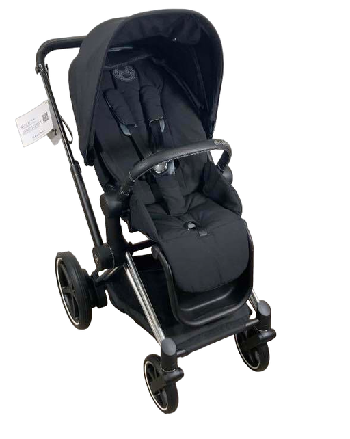 used Cybex E-PRIAM Electric Stroller, 2021, Chrome With Black Details, Premium Black