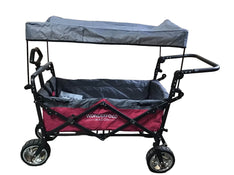 used Wonderfold S4 Push & Pull Premium Utility Folding Wagon with Canopy, Red, CP Model