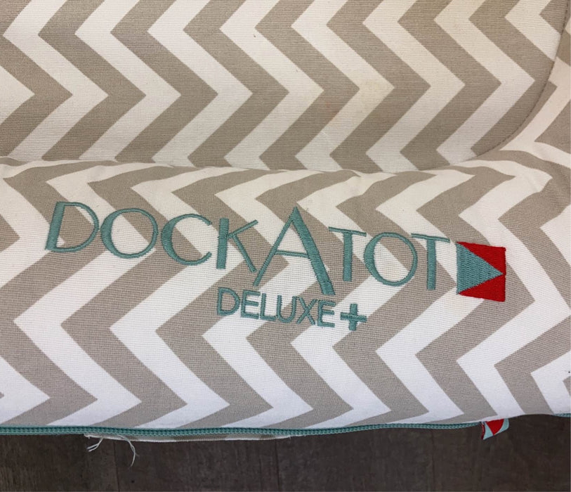 secondhand DockATot Deluxe+ Dock, Silver Lining (chevron)