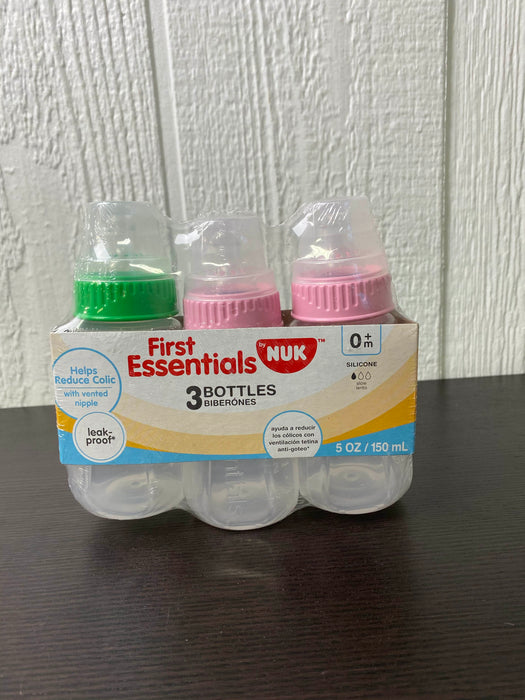 used NUK First Essentials Clearview Bottles, 5oz, 3 Pack