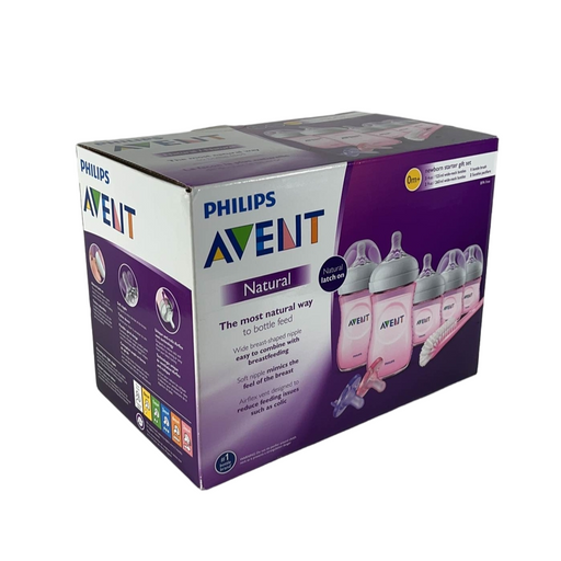 used Philips Avent Natural Baby Bottle Newborn Starter Gift Set, Pink